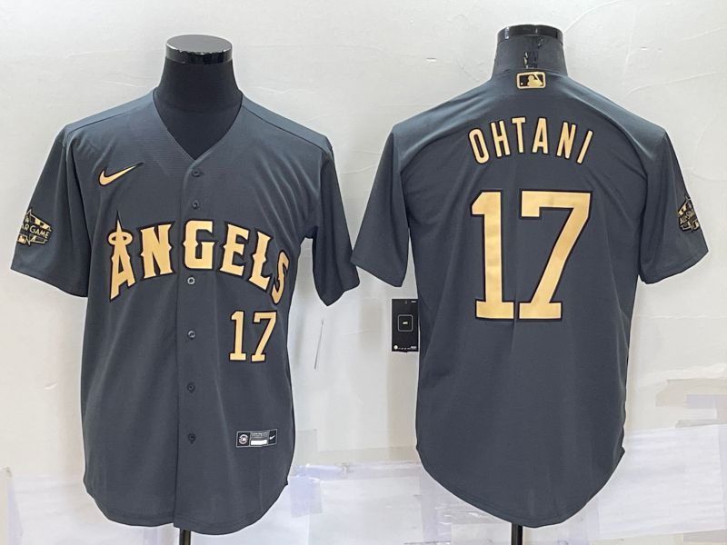 Men Los Angeles Angels 17 Ohtani Grey 2022 All Star Nike MLB Jerseys